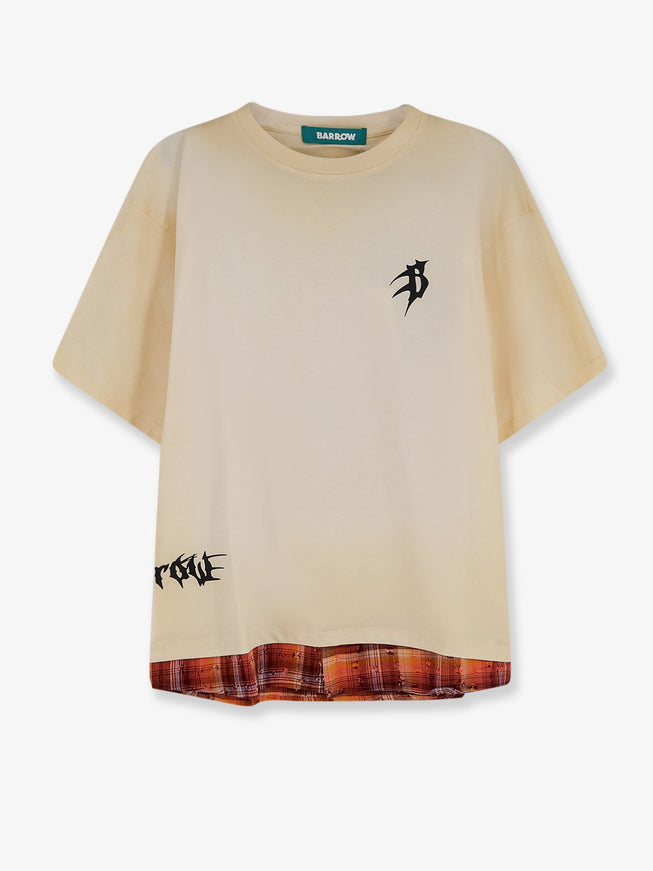 Barrow Cotton T-Shirt With Front Print Crema