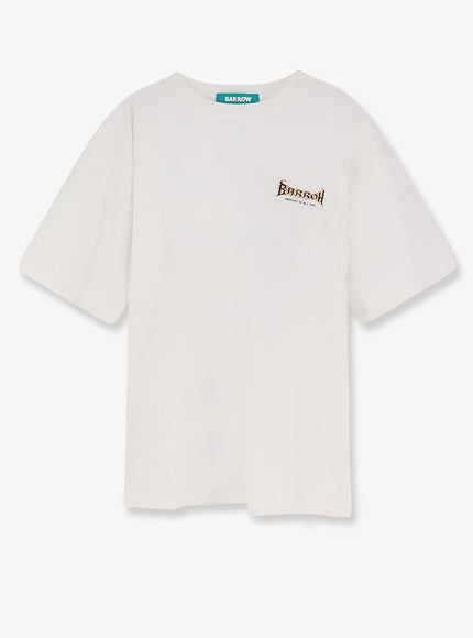 Barrow Cotton T-Shirt With Multicolored Logo On The Back Cocco
