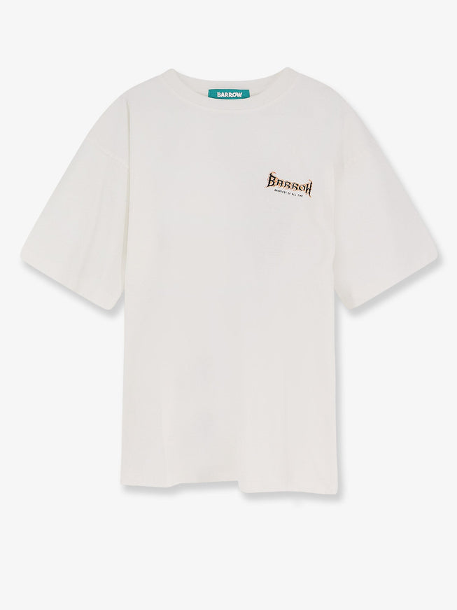 Barrow Cotton T-Shirt With Multicolored Logo On The Back Cocco