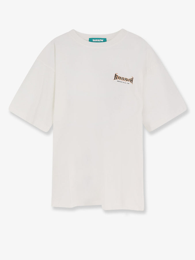 Barrow Cotton T-Shirt With Multicolored Logo On The Back Cocco