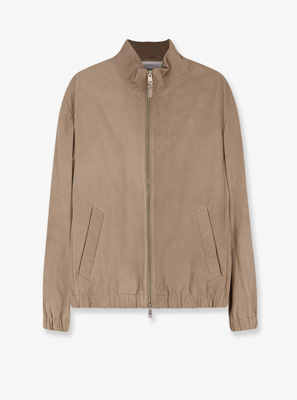 Boss Leather Jacket Dark Beige