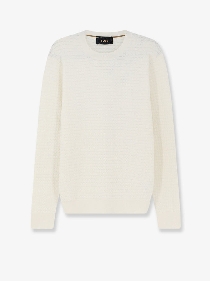 Boss Silk And Cotton Blend Sweater Openwhite