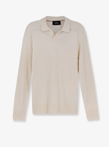 Boss Silk Sweater With All-Over Processing Open White