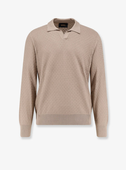 Boss Silk Sweater With All-Over Processing Beige