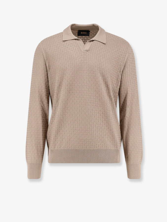 Boss Silk Sweater With All-Over Processing Beige