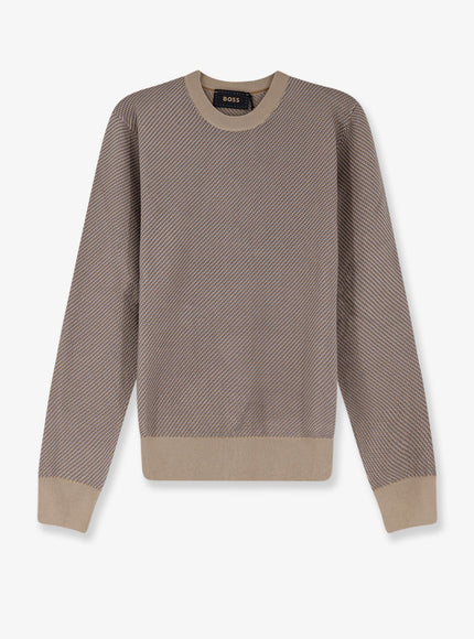 Boss Silk And Cotton Blend Sweater Open White
