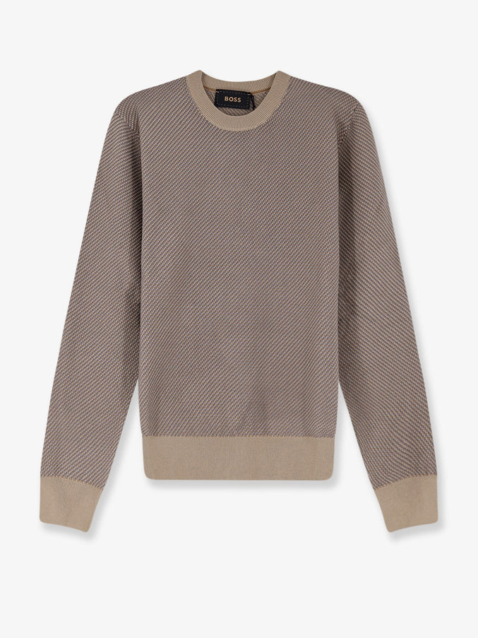Boss Silk And Cotton Blend Sweater Open White