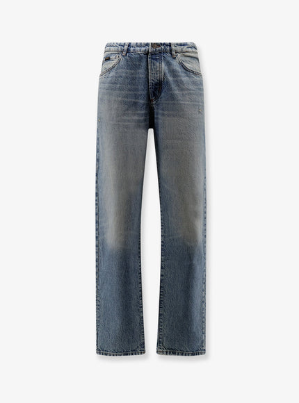Boss Cotton Jeans With Back Suede Logo Patch Turquoise