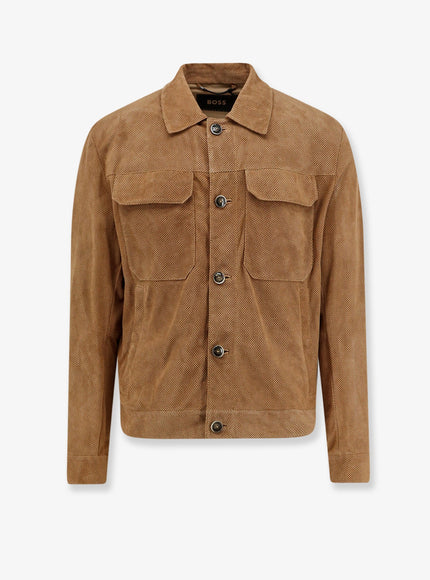 Boss Merfo Perforated Suede Jacket Mediumbeige