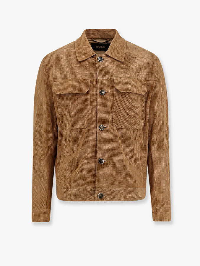 Boss Merfo Perforated Suede Jacket Mediumbeige