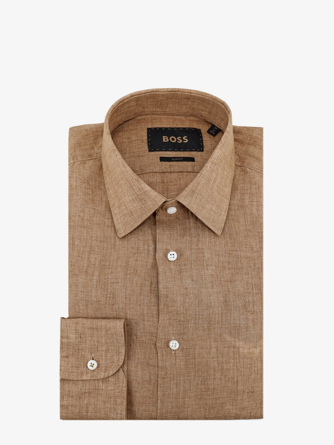 Boss Linen Shirt Mediumbeige