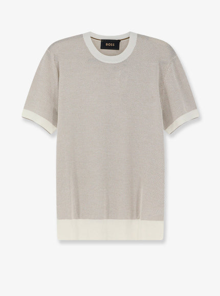 Boss Necasio Silk And Cotton Sweater Openwhite