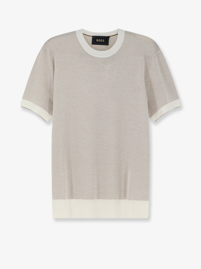 Boss Necasio Silk And Cotton Sweater Openwhite
