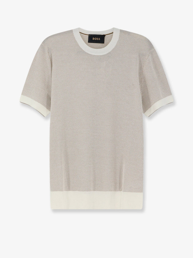 Boss Necasio Silk And Cotton Sweater Openwhite