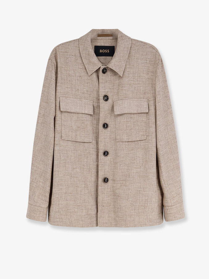 Boss Corvin Virgin Wool, Silk And Linen Jacket Mediumbeige