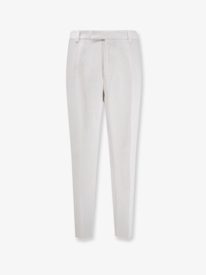 Boss Port Linen Trousers White