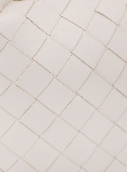 Bottega Veneta Mini Hop Leather Crossbody Bag With Intrecciato Pattern