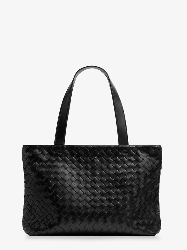 Bottega Veneta Leather Shoulder Bag With Intrecciato Motif Uni Black-Silver