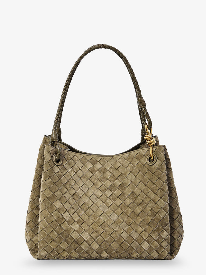 Bottega Veneta Parachute Large Suede Shoulder Bag Uni Cypress