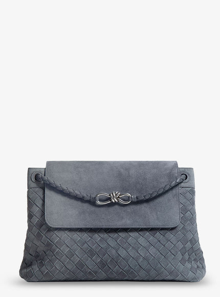 Bottega Veneta Andiamo Messenger Suede Shoulder Bag With Intrecciato Motif Uni Cloudy