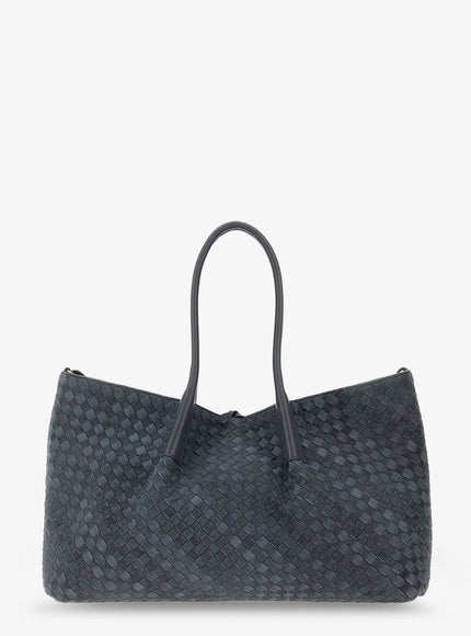 Bottega Veneta Pinacoteca Suede Handbag With Intrecciato Motif Uni Cloudy