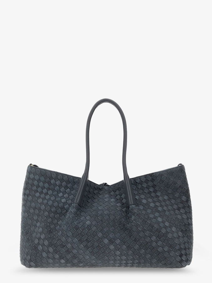 Bottega Veneta Pinacoteca Suede Handbag With Intrecciato Motif Uni Cloudy