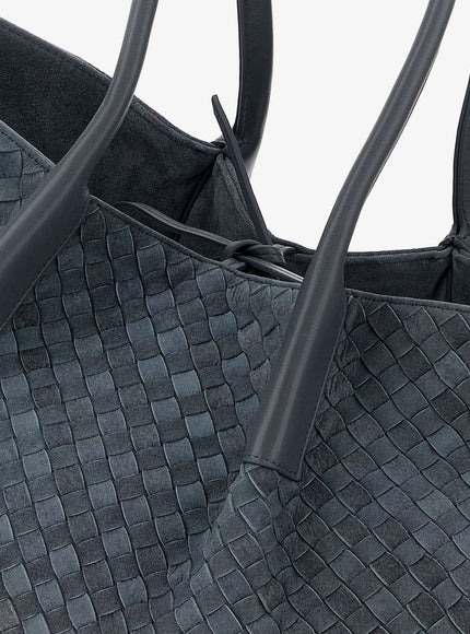 Bottega Veneta Pinacoteca Suede Handbag With Intrecciato Motif