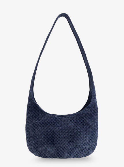 Bottega Veneta Veneto Suede Crossbody Bag With Intrecciato Motif Uni Neptune-Silver