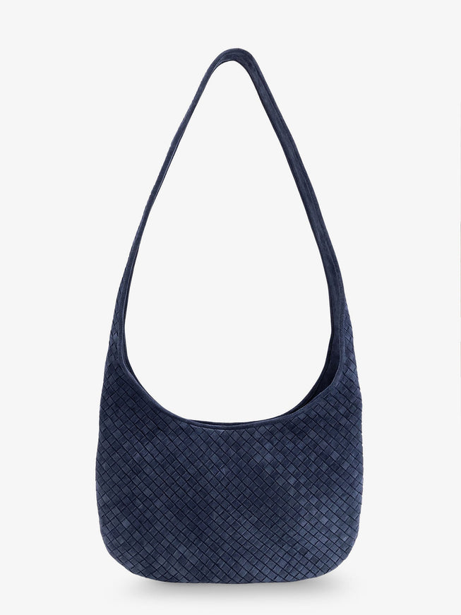 Bottega Veneta Veneto Suede Crossbody Bag With Intrecciato Motif Uni Neptune-Silver