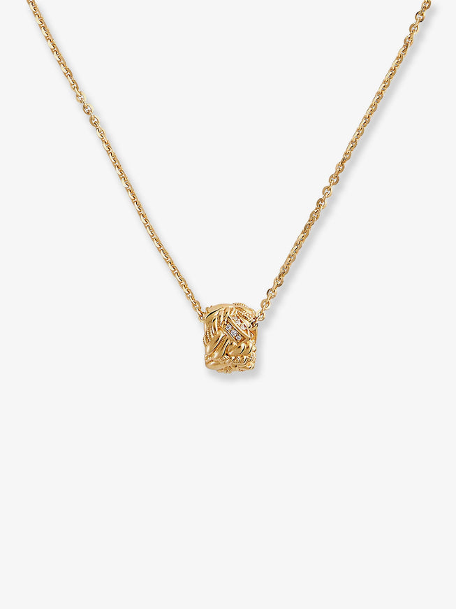 Bottega Veneta Silver Necklace With Intreccio Pendant