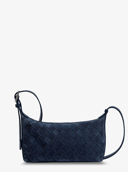 Bottega Veneta Traveler Suede Shoulder Bag Uni Neptune-Silver
