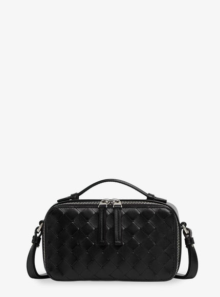 Bottega Veneta Leather Clutch Bag With Intrecciato Motif Uni Black-Silver