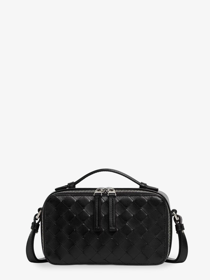 Bottega Veneta Leather Clutch Bag With Intrecciato Motif Uni Black-Silver