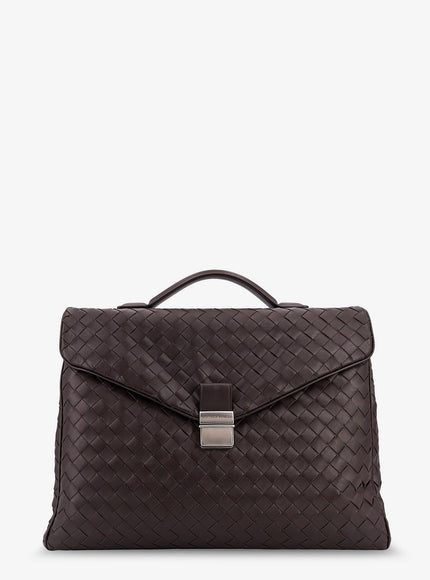 Bottega Veneta Leather Archivist Business Bag With Intrecciato Pattern Uni Fondant