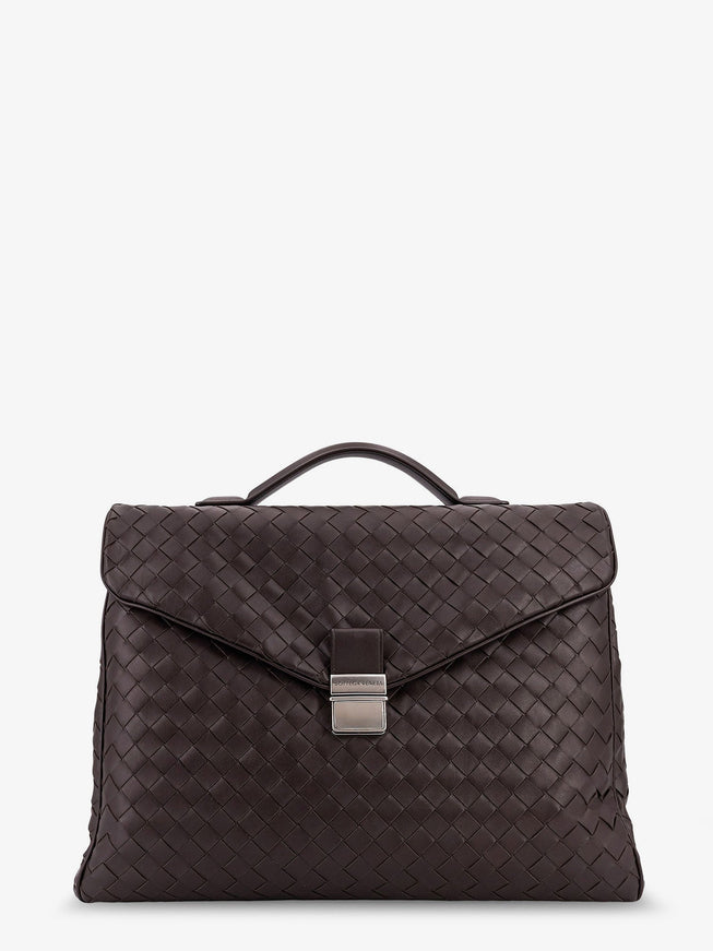 Bottega Veneta Leather Archivist Business Bag With Intrecciato Pattern Uni Fondant