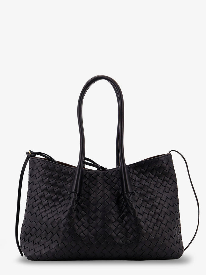 Bottega Veneta Pinacoteca Leather Handbag With Intrecciato Motif Uni Black Fondant-M Br