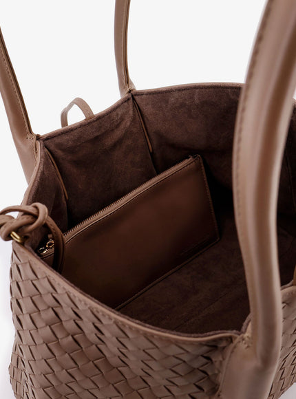 Bottega Veneta Pinacoteca Leather Handbag With Intrecciato Motif