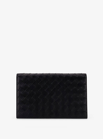 Bottega Veneta Leather Clutch Bag With Intrecciato Motif Uni Black-Silver