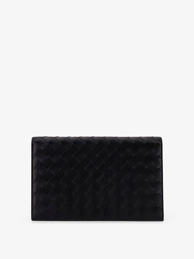 Bottega Veneta Leather Clutch Bag With Intrecciato Motif Uni Black-Silver