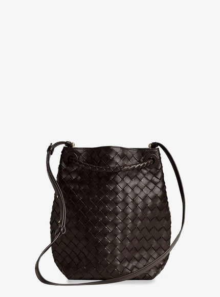 Bottega Veneta Andiamo Bucket Leather Crossbody Bag With Intrecciato Pattern