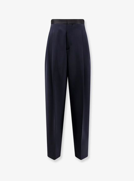 Bottega Veneta Wool Trousers With Satin Waistband Midnightblue