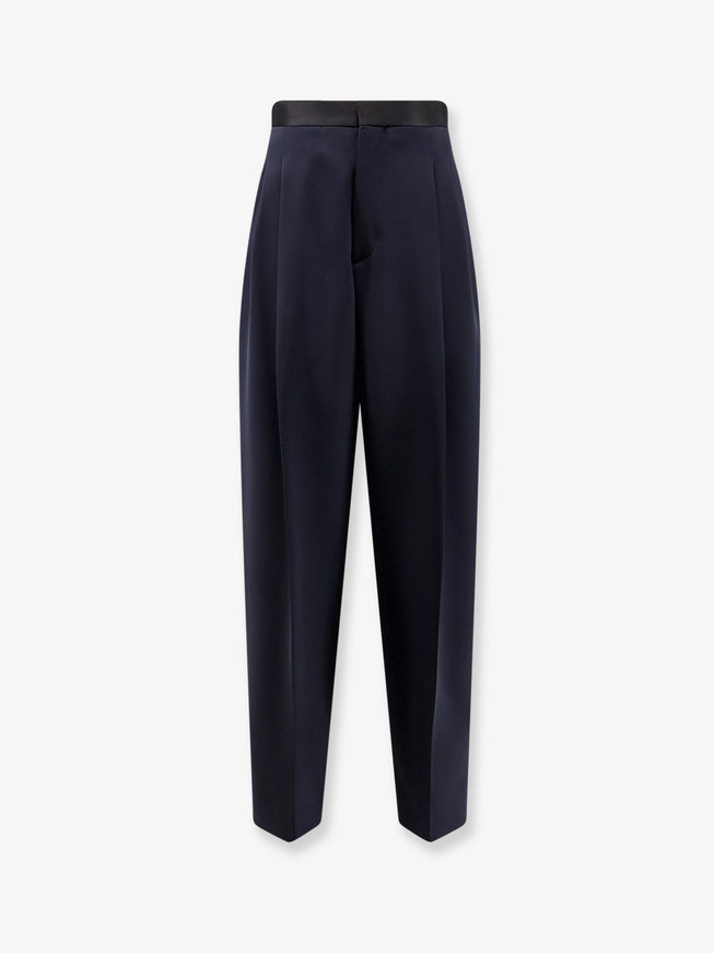 Bottega Veneta Wool Trousers With Satin Waistband Midnightblue