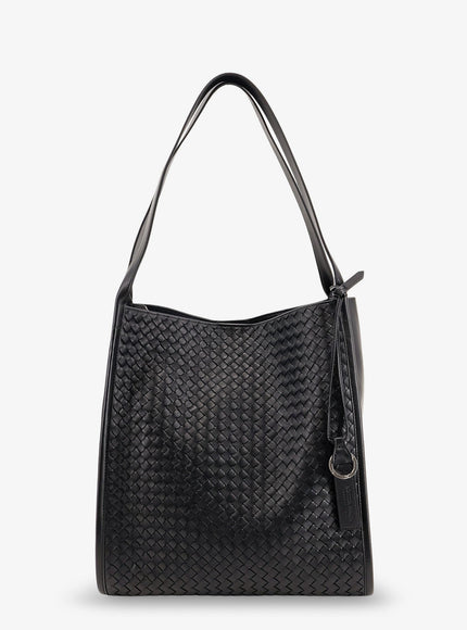 Bottega Veneta Corriere Leather Shoulder Bag With Intrecciato Pattern Uni Black