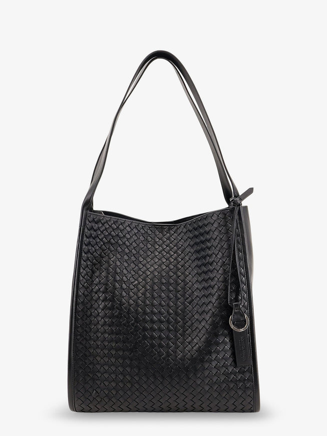 Bottega Veneta Corriere Leather Shoulder Bag With Intrecciato Pattern Uni Black