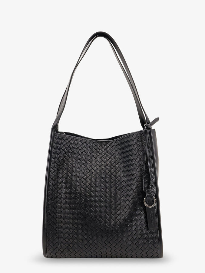 Bottega Veneta Corriere Leather Shoulder Bag With Intrecciato Pattern Uni Black