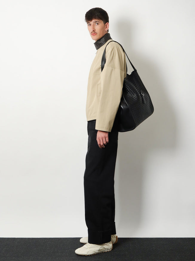 Bottega Veneta Corriere Leather Shoulder Bag With Intrecciato Pattern