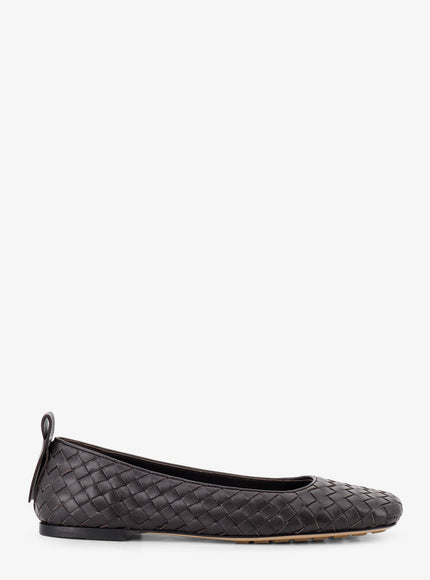 Bottega Veneta Charlotte Leather Ballerinas With Intrecciato Motif Espresso