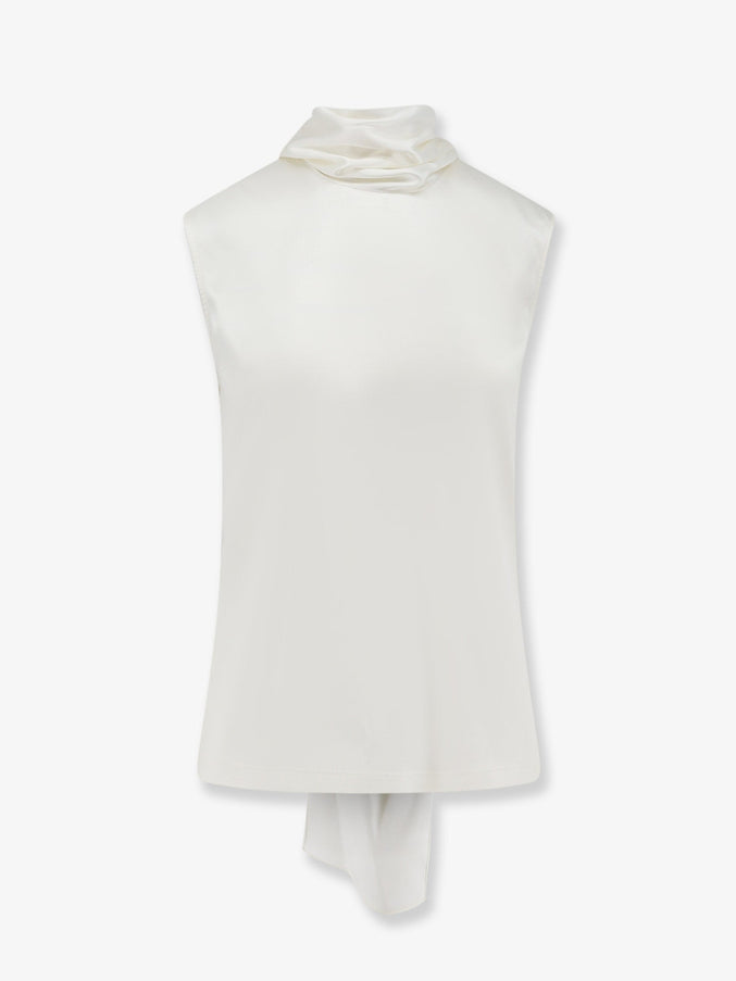 Bottega Veneta Stretch Satin Top White