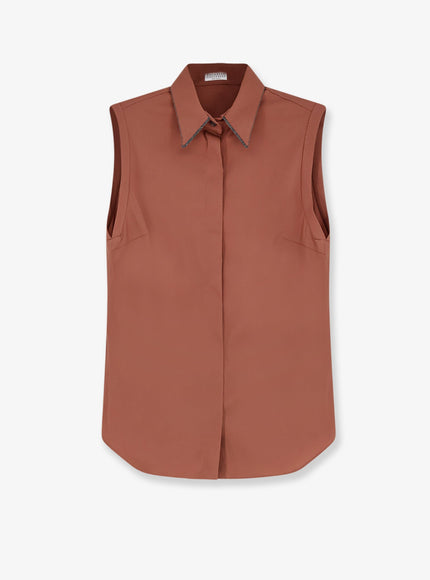 Brunello Cucinelli Cotton Blend Shirt Firebrick