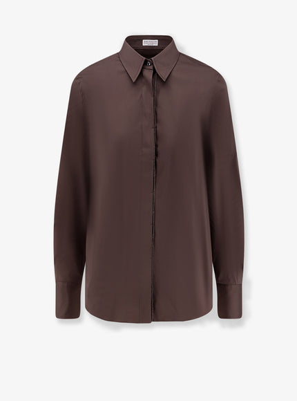 Brunello Cucinelli Cotton Blend Shirt Dark Brown